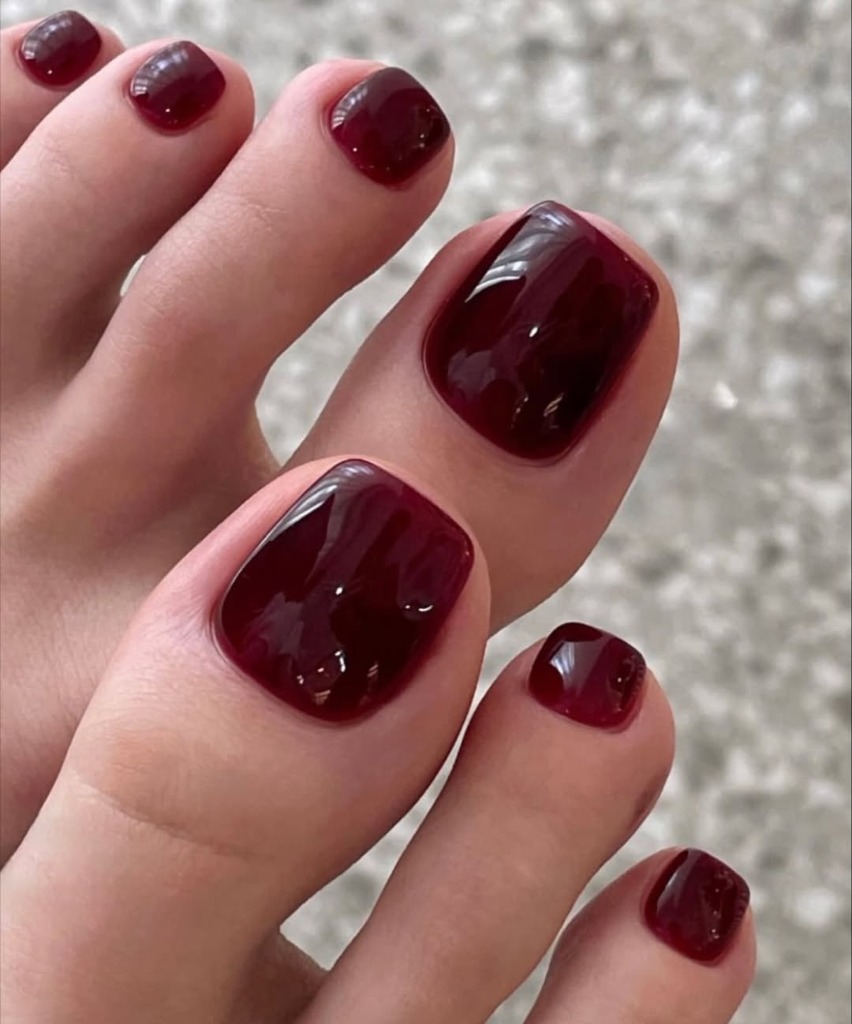Classic burgundy pedicure